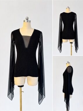 Black rhinestone mesh top